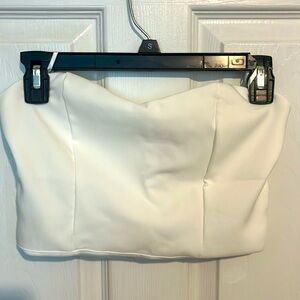 White Strapless Tube Crop Top Homeymoon Bride Date Wedding